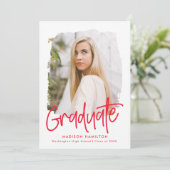 レッド |写真名門私立校風の卒業パーティーのスクリプト 招待状 (スタンド正面)