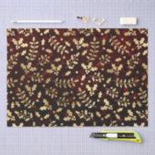 レッド《写真》ぼけ味とゴールドフォイルクリスマスホリー 薄葉紙 (クラフト)