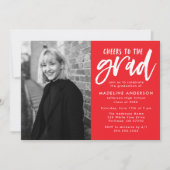 レッド |卒業式応援会 招待状 (正面)