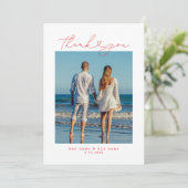 レッド | 最小限のシンプルハートスクリプ結婚ト サンキューカード (スタンド正面)