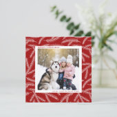 レッド |松の枝クリスマスフォトスクエア シーズンカード (スタンド正面)