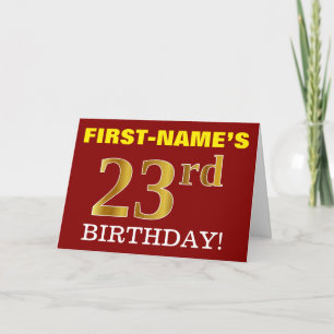 レッド+模造ゴールド「23歳の誕生日」バースデーカード カード