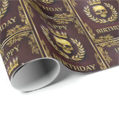 レッド&王室の金ゴールドキングオブザデッド誕生日 ラッピングペーパー (ロールコーナー)