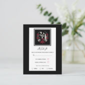 レッド&白黒バラスケルトンウェディングRSVP 招待状 (スタンド正面)