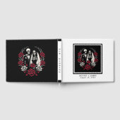 レッド&白黒バラスケルトンカップル結婚ズ ゲストブック (全面)