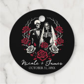 レッド&白黒バラスケルトンカップル結婚ズ フェイバータグ (裏面)