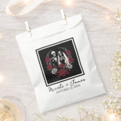 レッド&白黒バラスケルトンカップル結婚ズ フェイバーバッグ (クリップ留めされた状態)