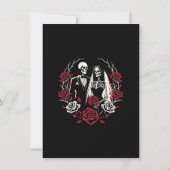 レッド&白黒バラス結婚スケルトンありがとう 招待状 (裏面)