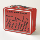 レッド/誰の名前だ?/ MMETROPOLIMデザイン メタルランチボックス (正面)