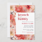 レッド&赤面フローラブランチ&バブリーブライダルシャワー 招待状 (正面)