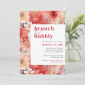 レッド&赤面フローラブランチ&バブリーブライダルシャワー 招待状 (スタンド正面)