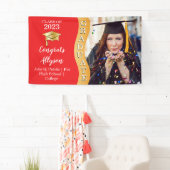 レッド |金ゴールドおめでとう大学院Wave写真 横断幕 (インサイチュ)