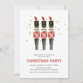 レッド&金ゴールドくるみ割りクリスマス |ホリデーパーティー 招待状 (正面)