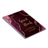 レッド&金ゴールドアゲート誕生日ゲストブック ノートブック (右側)