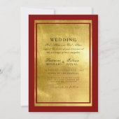 レッド&金ゴールドインディアンエレファント結婚式招待状 招待状 (正面)