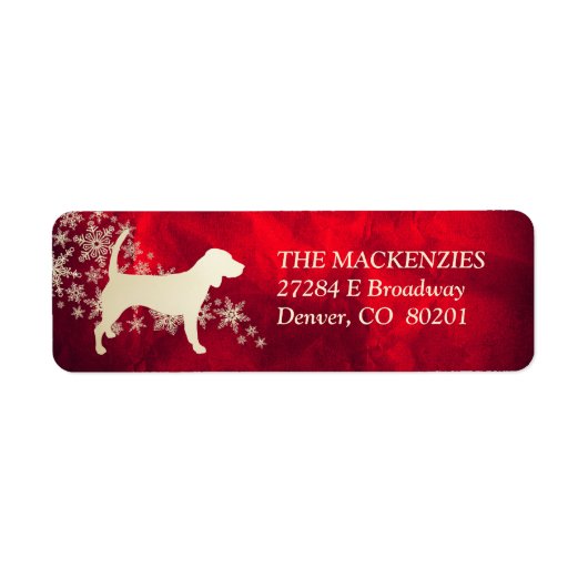 レッド&金ゴールドウィンタービーグル差出人住所 ラベル (正面)