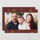 レッド&金ゴールドウィンターフォトホリデーカード シーズンカード (正面/裏面)