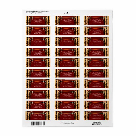 レッド&金ゴールドエレガント会社企業のホリデーパーティー ラベル (フルシート)