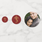 レッド&金ゴールドガネシャ&メンディインディアン結婚ズ コンフェッティ (正面)