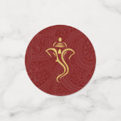 レッド&金ゴールドガネシャ&メンディインディアン結婚ズ コンフェッティ (スモール正面)