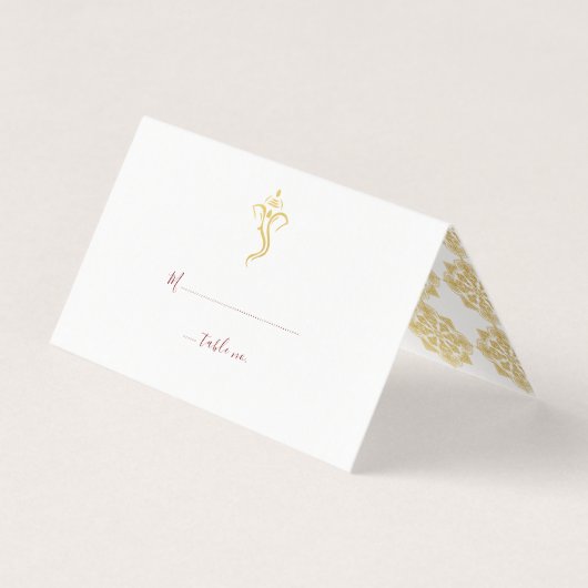 レッド&金ゴールドガネシャ&メ結婚ンディのテーブル番号 名刺 (正面)