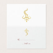 レッド&金ゴールドガネシャ&メ結婚ンディのテーブル番号 名刺 (外部フラット)