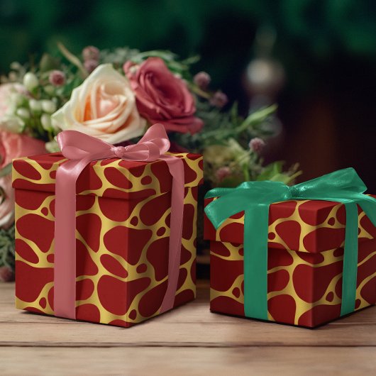 レッド&金ゴールドキリン柄ラッピング紙 ラッピングペーパー