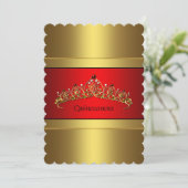 レッド&金ゴールドキンセアニェラ金ゴールドティアラ誕生日 招待状 (スタンド正面)
