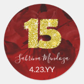 レッド、金ゴールドキンセアニェラ金ゴールド#15ラウンドステッカー ラウンドシール (正面)