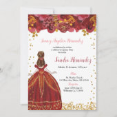 レッド&金ゴールドキンセアニラ招待状 招待状 (正面)