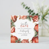 レッド&金ゴールドクリスマスツリーオーナメントパーティー セーブザデート (スタンド正面)