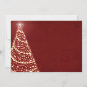 レッド&金ゴールドクリスマスツリーオーナメントパーティー 招待状 (裏面)