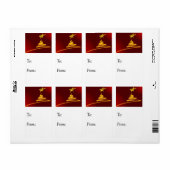 レッド&金ゴールドクリスマスツリーギフトラベル ラベル (フルシート)