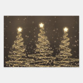 レッド&金ゴールドグリッタークリスマスツリーズホリデイ ラッピングペーパーシート (正面3)