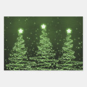 レッド&金ゴールドグリッタークリスマスツリーズホリデイ ラッピングペーパーシート (正面2)