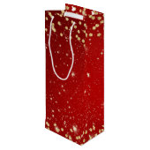 レッド&金ゴールドグリッタークリスマス ワインギフトバッグ (裏面アングル)