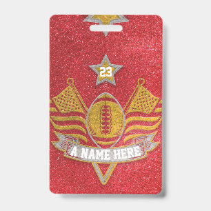 レッド&金ゴールドグリッタースクールサッカーチームスポーツ バッジ