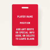 レッド&金ゴールドグリッタースクールサッカーチームスポーツ バッジ (裏面)