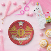 レッド&金ゴールドグリッタースクールサッカーチームスポーツ ペーパープレート (パーティー)