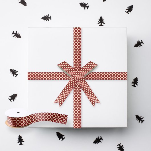 レッド&金ゴールドグルービーレトロパターンクリスマス サテンリボン