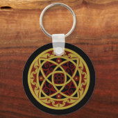 レッド&金ゴールドケルトデザインキーチェーン（円） キーホルダー (裏面)