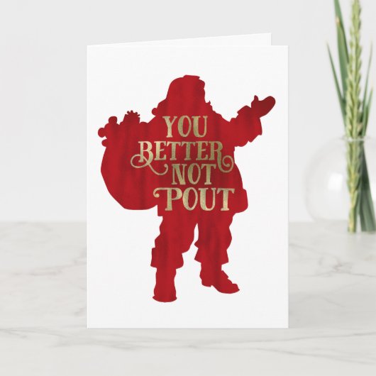 レッド&金ゴールドサンタトイバッグあなたはより良いPoutパーティー カード (正面)