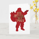 レッド&金ゴールドサンタトイバッグあなたはより良いPoutパーティー カード (黄色い花)