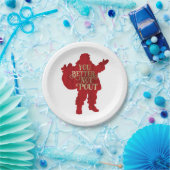 レッド&金ゴールドサンタトイバッグあなたはより良いPoutパーティー ペーパープレート (パーティー)