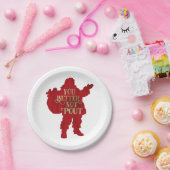 レッド&金ゴールドサンタトイバッグあなたはより良いPoutパーティー ペーパープレート (パーティー)