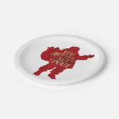 レッド&金ゴールドサンタトイバッグあなたはより良いPoutパーティー ペーパープレート (アングル)