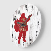 レッド&金ゴールドサンタトイバッグあなたより良いPout ラージ壁時計 (傾斜)