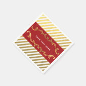 レッド&金ゴールドストライプのクリスマスホリデーパーティナプキンス スタンダードカクテルナプキン (角)