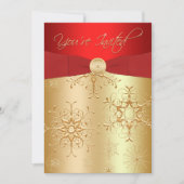レッド，金ゴールドスノーフレークズクリスマスパーティの招待状 招待状 (正面)