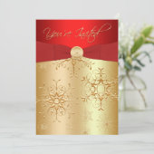 レッド，金ゴールドスノーフレークズクリスマスパーティの招待状 招待状 (スタンド正面)